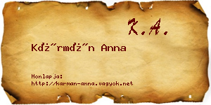 Kármán Anna névjegykártya