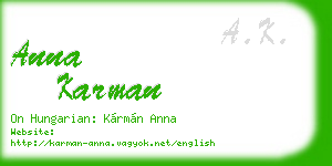 anna karman business card