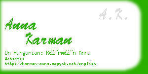 anna karman business card